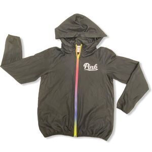 Pink Victoria’s Secret Long Sleeve Rainbow Zipper Windbreaker Jacket